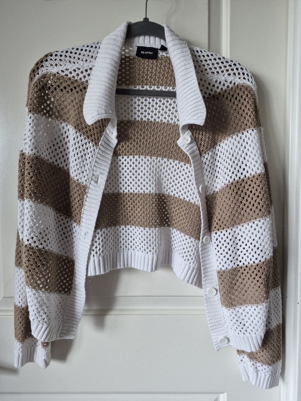 RD Style Open-Knit Striped Cardigan – Women's Medium